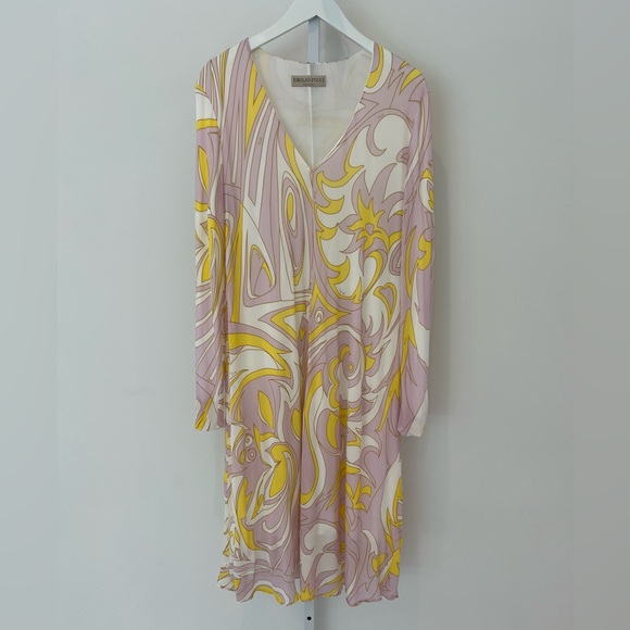 EMILIO PUCCI LAVENDER YELLOW VISCOSE DRESS MODEL 1EJH25 SIZE IT 40 / US 6 - Picture 5 of 17